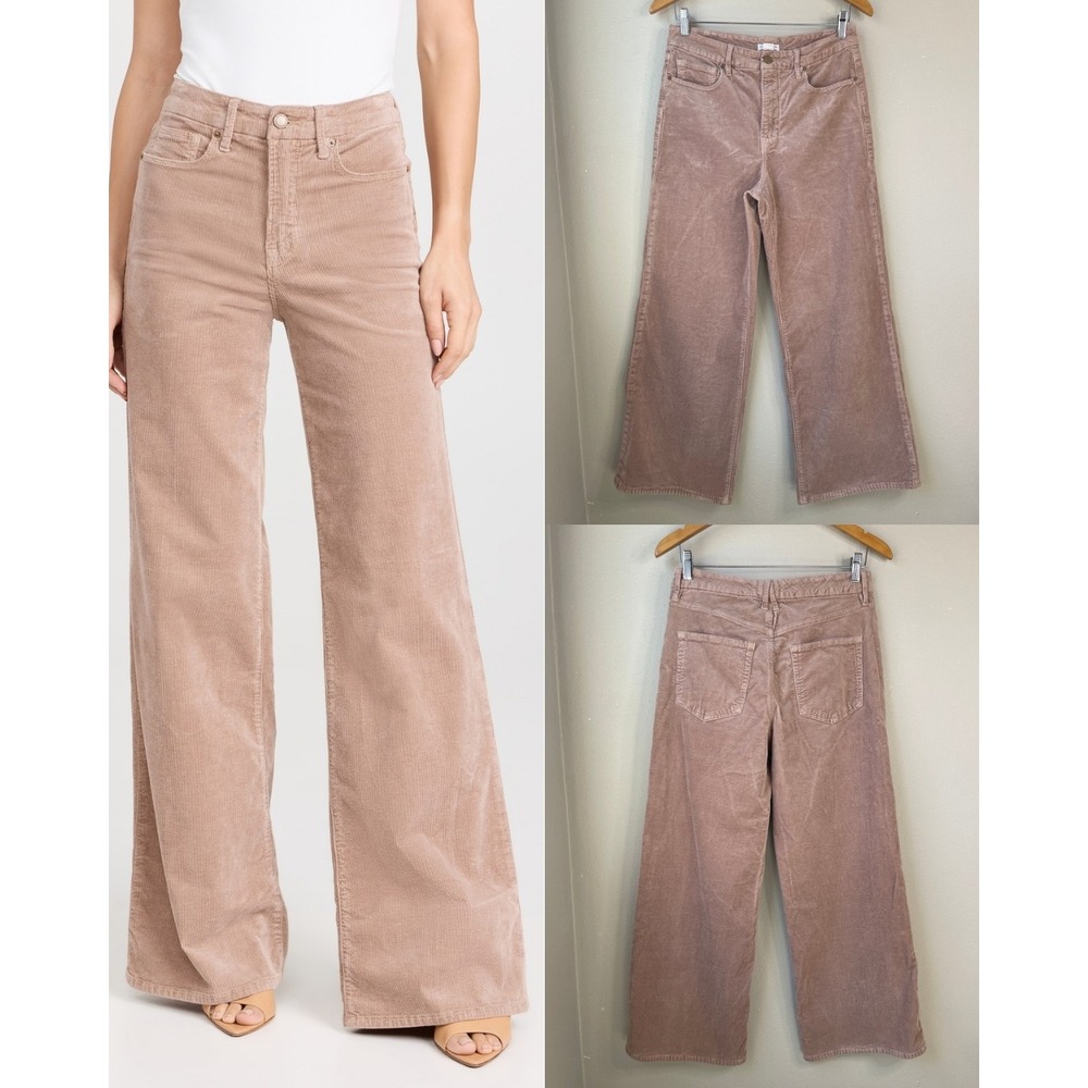 Good American Skate Corduroy Putty Wide Leg Pants Mauve Tan High Rise 10/30